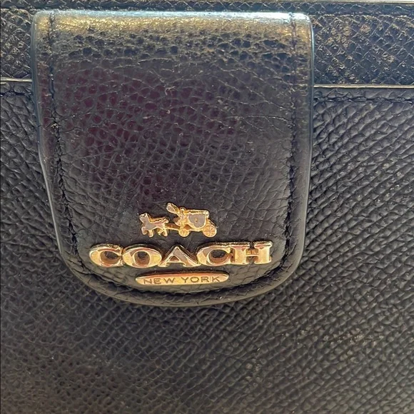Coach Leather Wristlet Long Wallet, Front Phone Pouch, Zip Around, Black - Picture 2 of 14